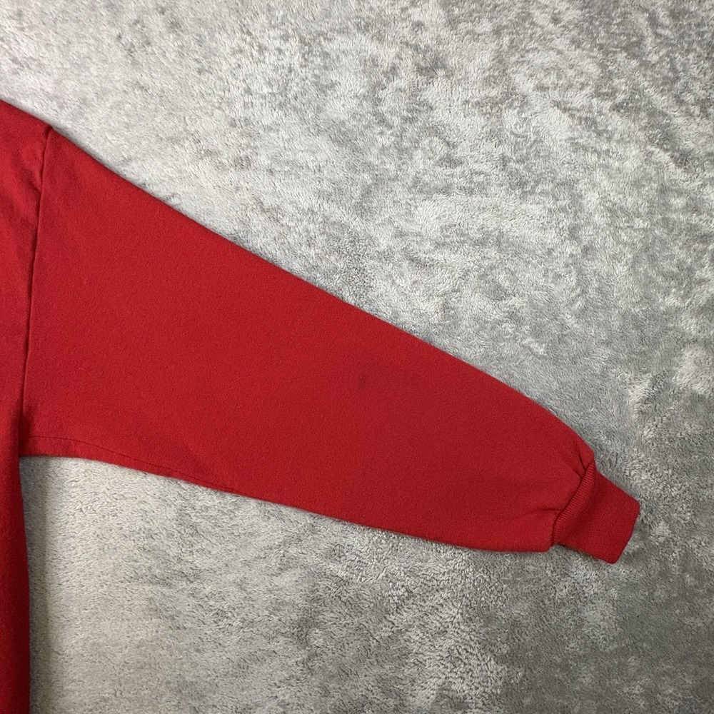 VTG Jerzees Unisex L Red Christmas Reindeer Lights Applique Sweatshirt USA - Picture 8 of 16